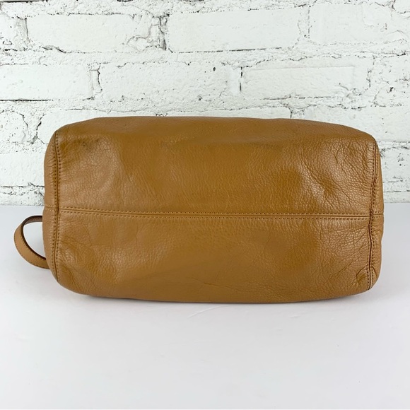 Michael Kors Gold Chain Jet Set Drawstring Tan Brown Leather Satchel Purse - Picture 11 of 12